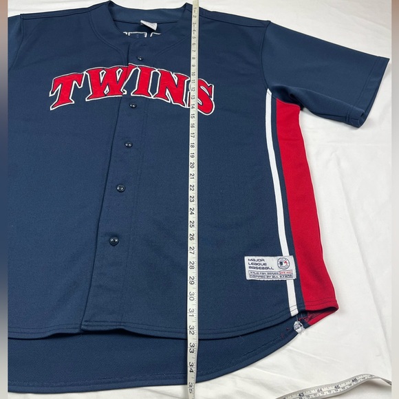 Vtg Minnesota Twins Joe Mauer Mens MLB Baseball Jersey 2XL 2000s Y2K Blue/Red B4 - Picture 8 of 8